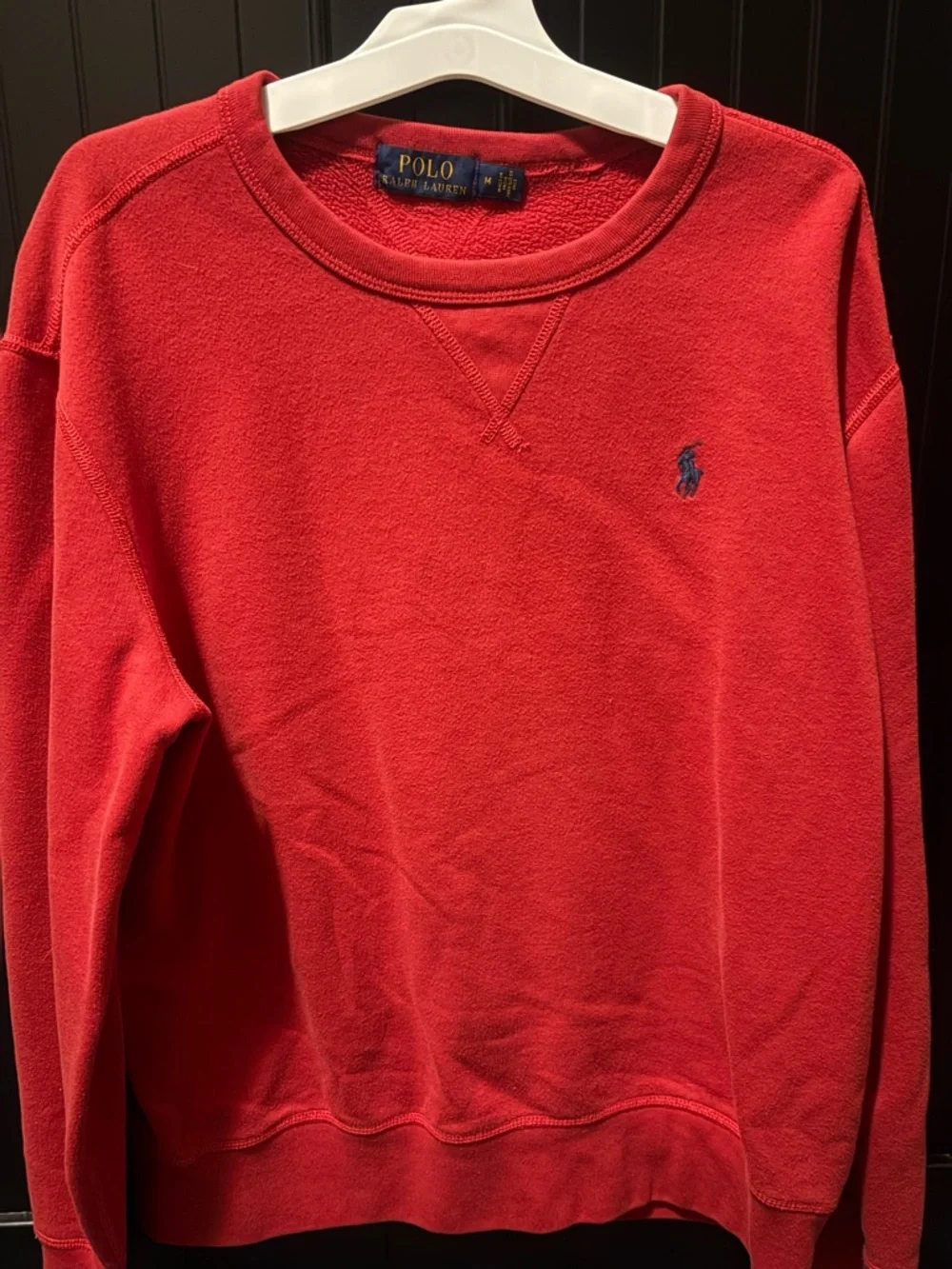 Polo by Ralph Lauren Women's Bright Red Crewneck Sweatshirt with Navy Pony - Picture 1 of 2